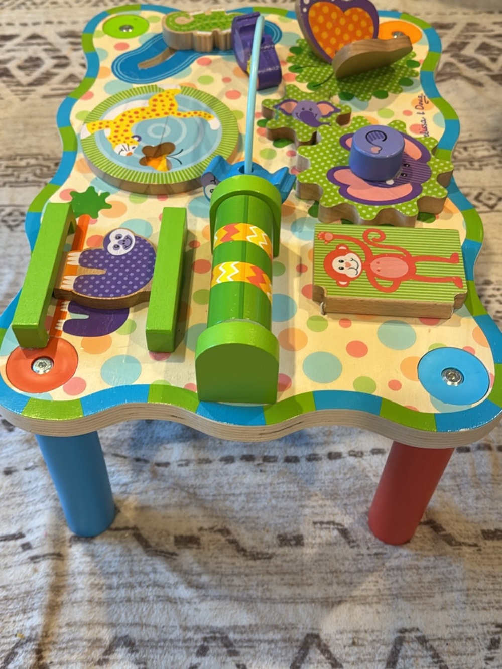 Melissa & Doug Jungle Bright Green Blue Red Multicolor Wooden Activity Table